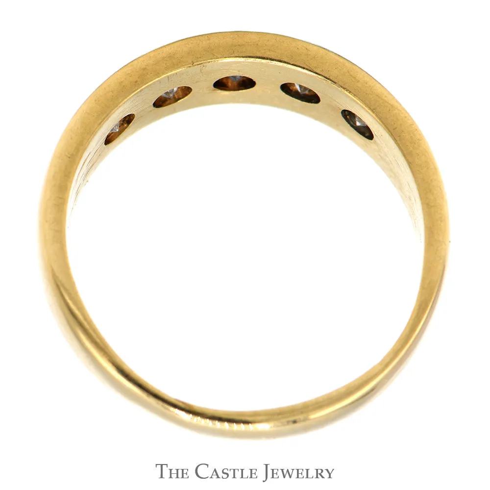 1/2cttw 5 Round Diamond Wedding Band in 14k Yellow Gold