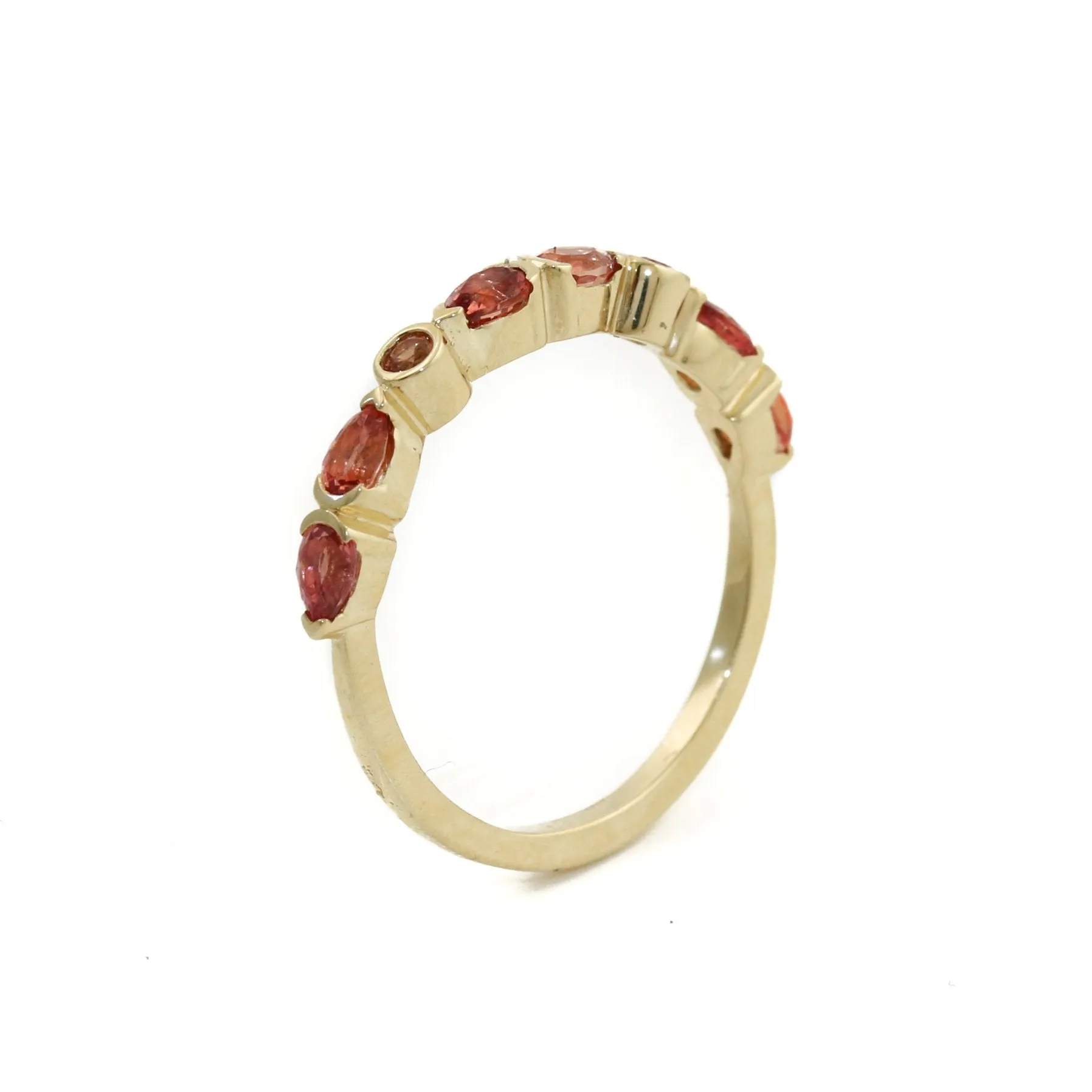 14k Padparadscha Peach Sapphire Band