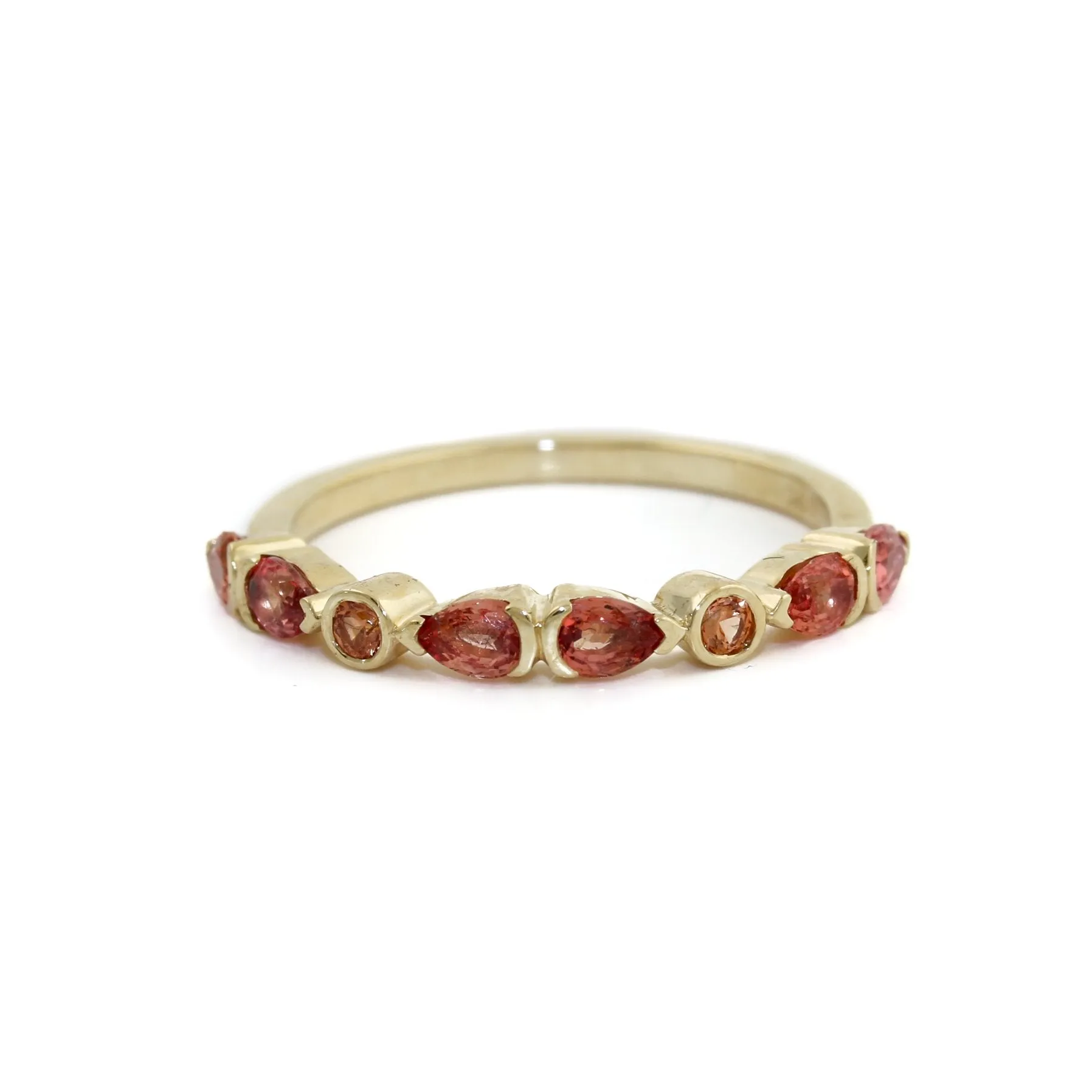 14k Padparadscha Peach Sapphire Band