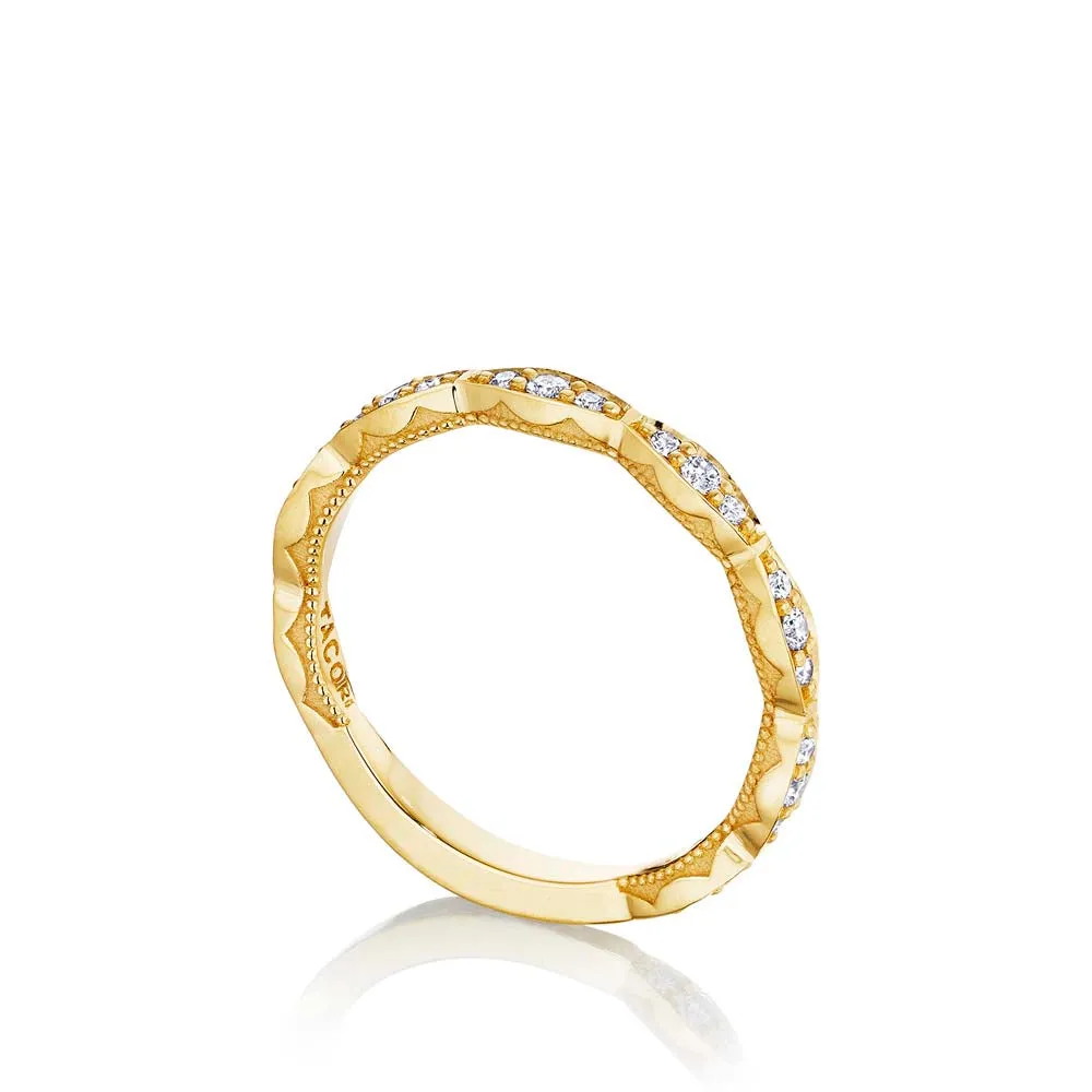 18k Yellow Gold Diamond Sculpted Crescent Wedding Band