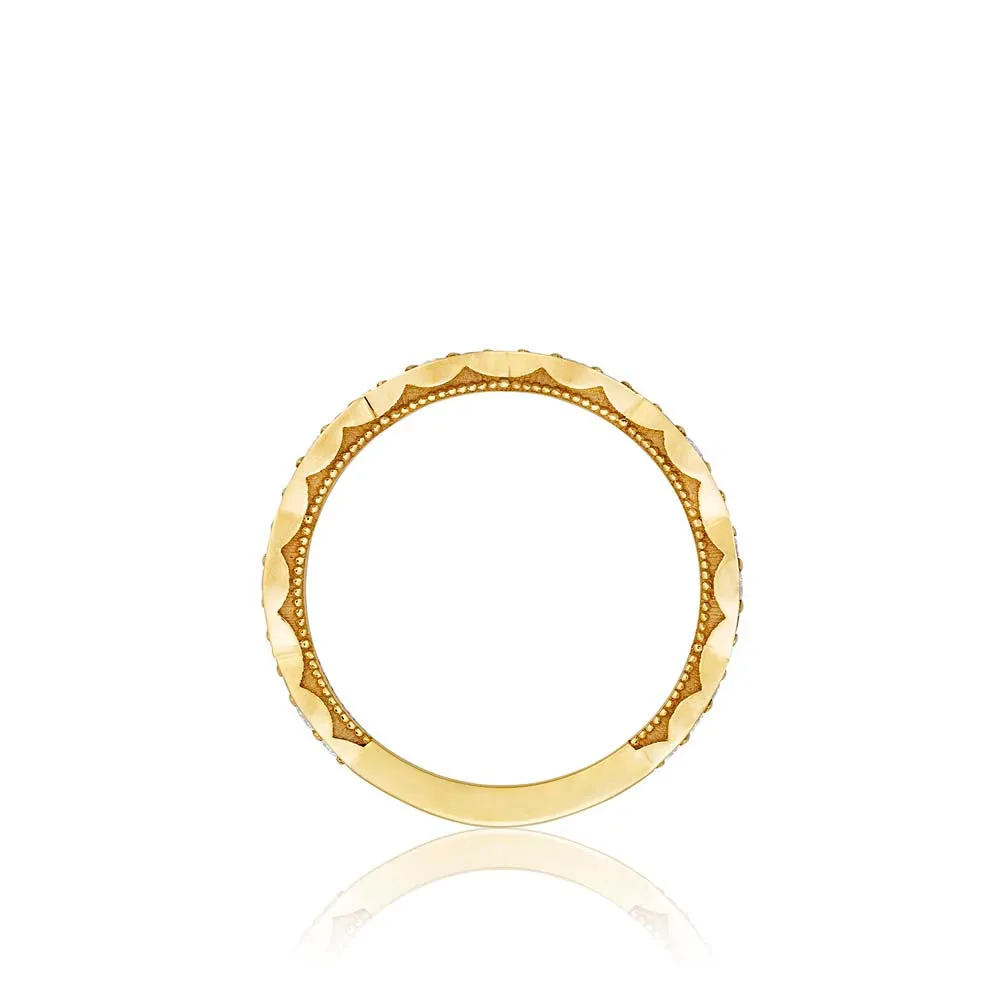 18k Yellow Gold Diamond Sculpted Crescent Wedding Band