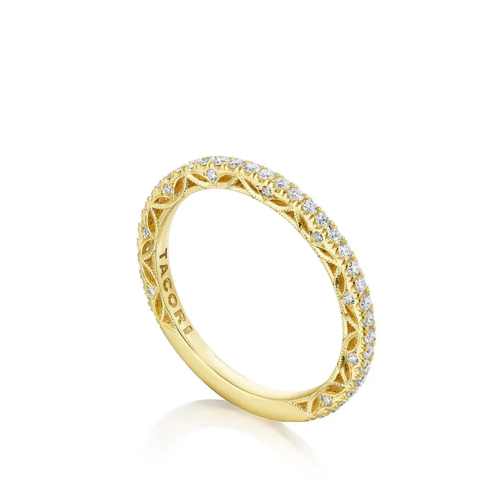 18k Yellow Gold French Pave Diamond Wedding Band