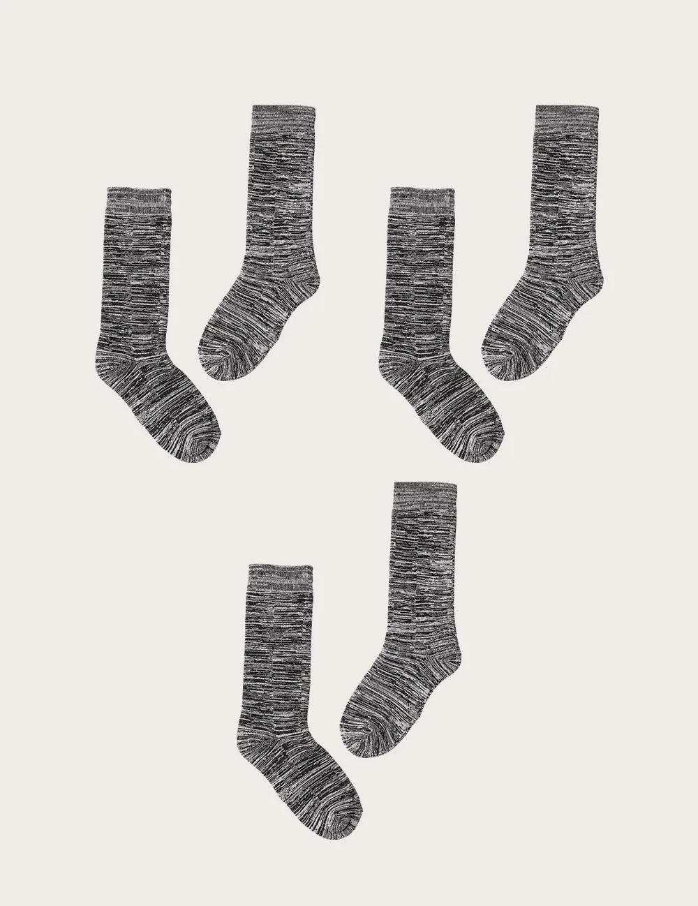 3-Pack Chunky Bed Socks - Black Marl