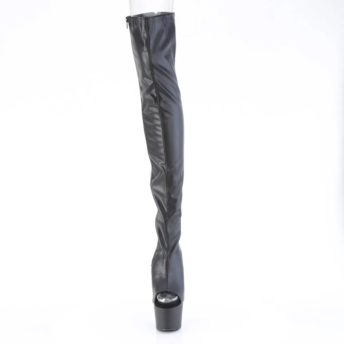 ADORE-3017 Black Thigh High Peep Toe Boots