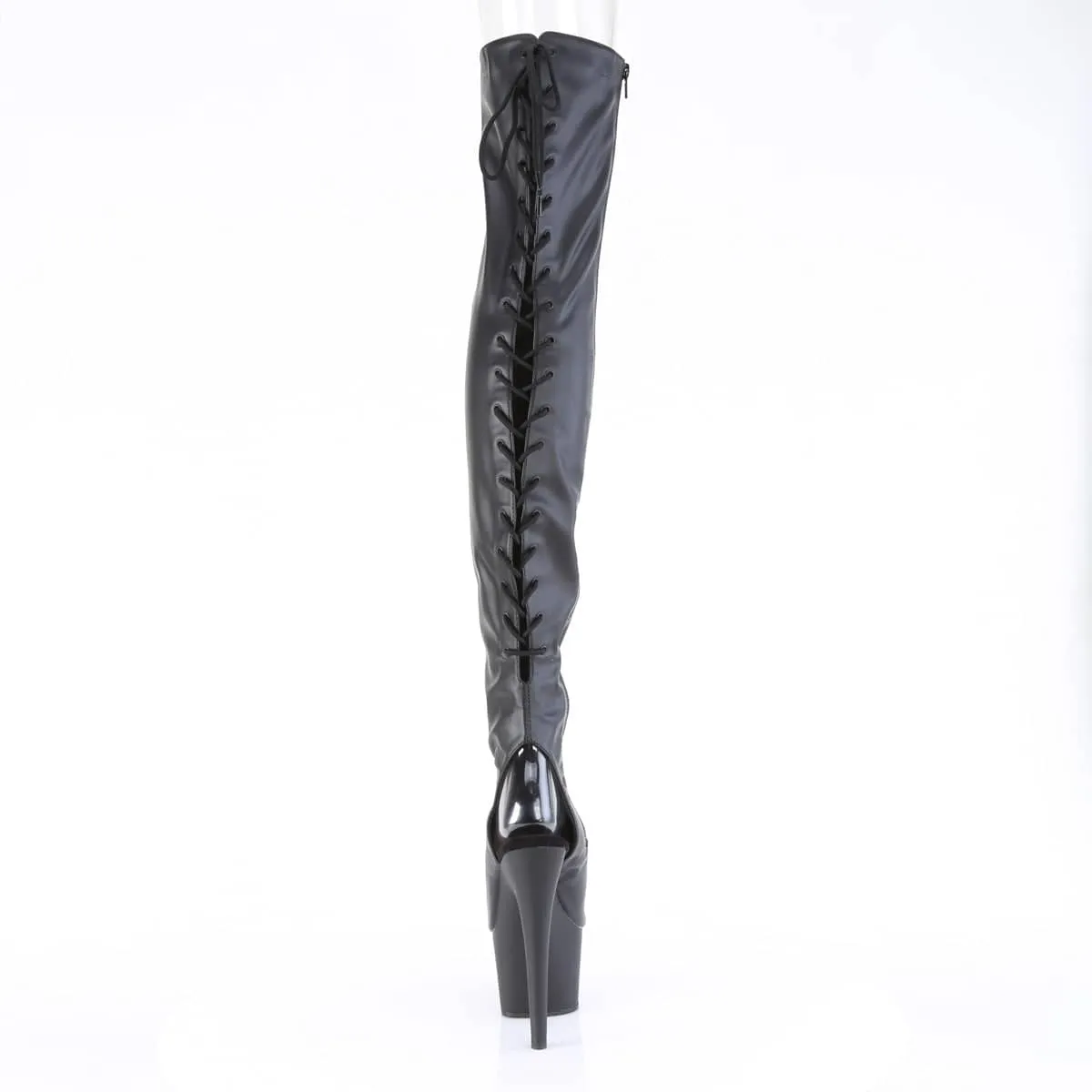 ADORE-3017 Black Thigh High Peep Toe Boots