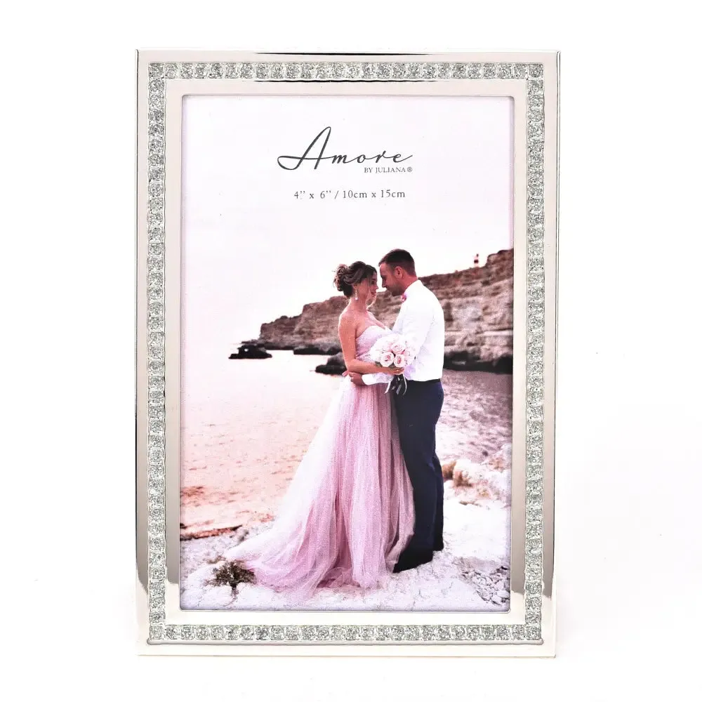 Amore Silver Sparkle Border Photo Frame - 4’ X 6’