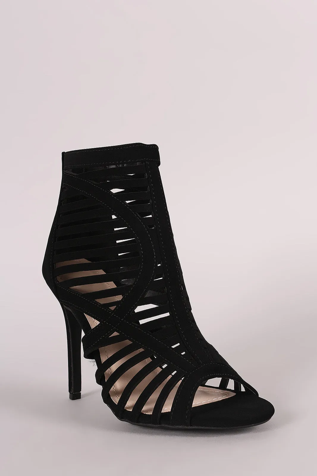 Anne Michelle Caged Cutout Peep Toe Stiletto Heel