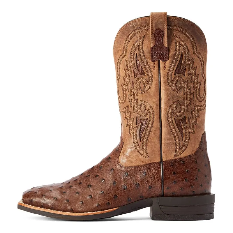 Ariat Men's Dagger Dark Tabac Full Quill Ostrich Exotic Western Boots 10042475