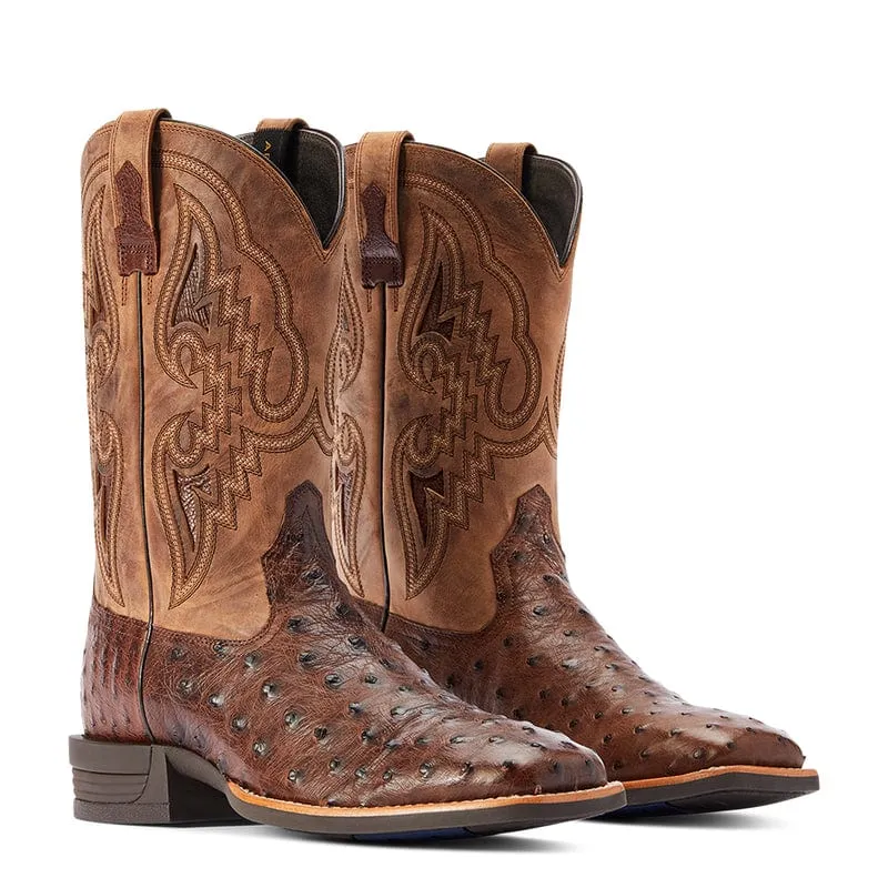 Ariat Men's Dagger Dark Tabac Full Quill Ostrich Exotic Western Boots 10042475