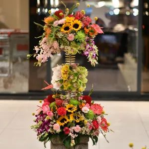 Autumn Collection Set of Fresh Flowers  Arrangement on a Tall Stand PRE-ORDER 1DAY In Advance