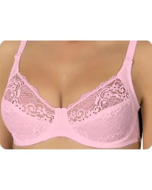 Baby Pink Net Comfort Bra - Non Padded,Non Wired Bra - D.F Dream