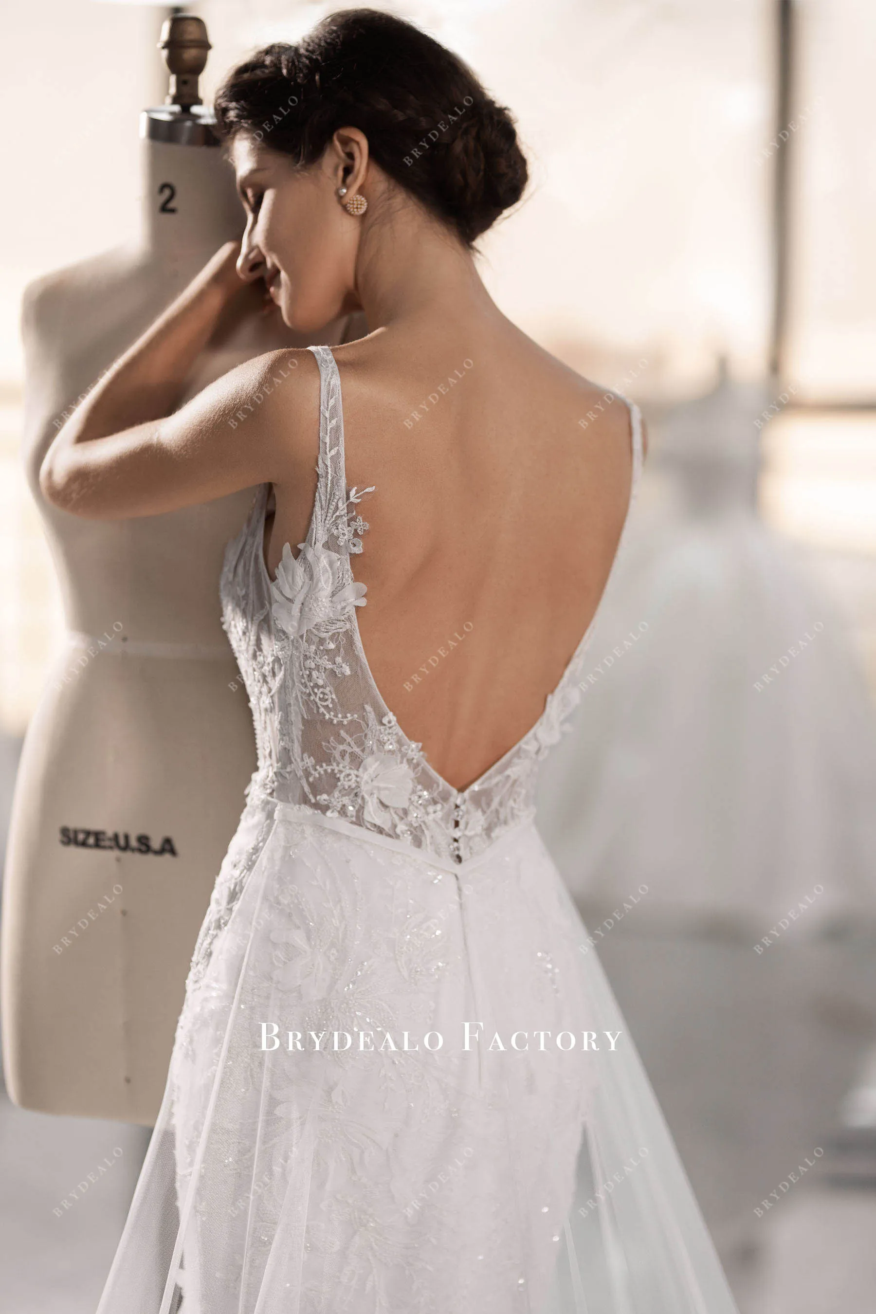 Backless Designer Wild Lace Convertible Mermaid Wedding Dress