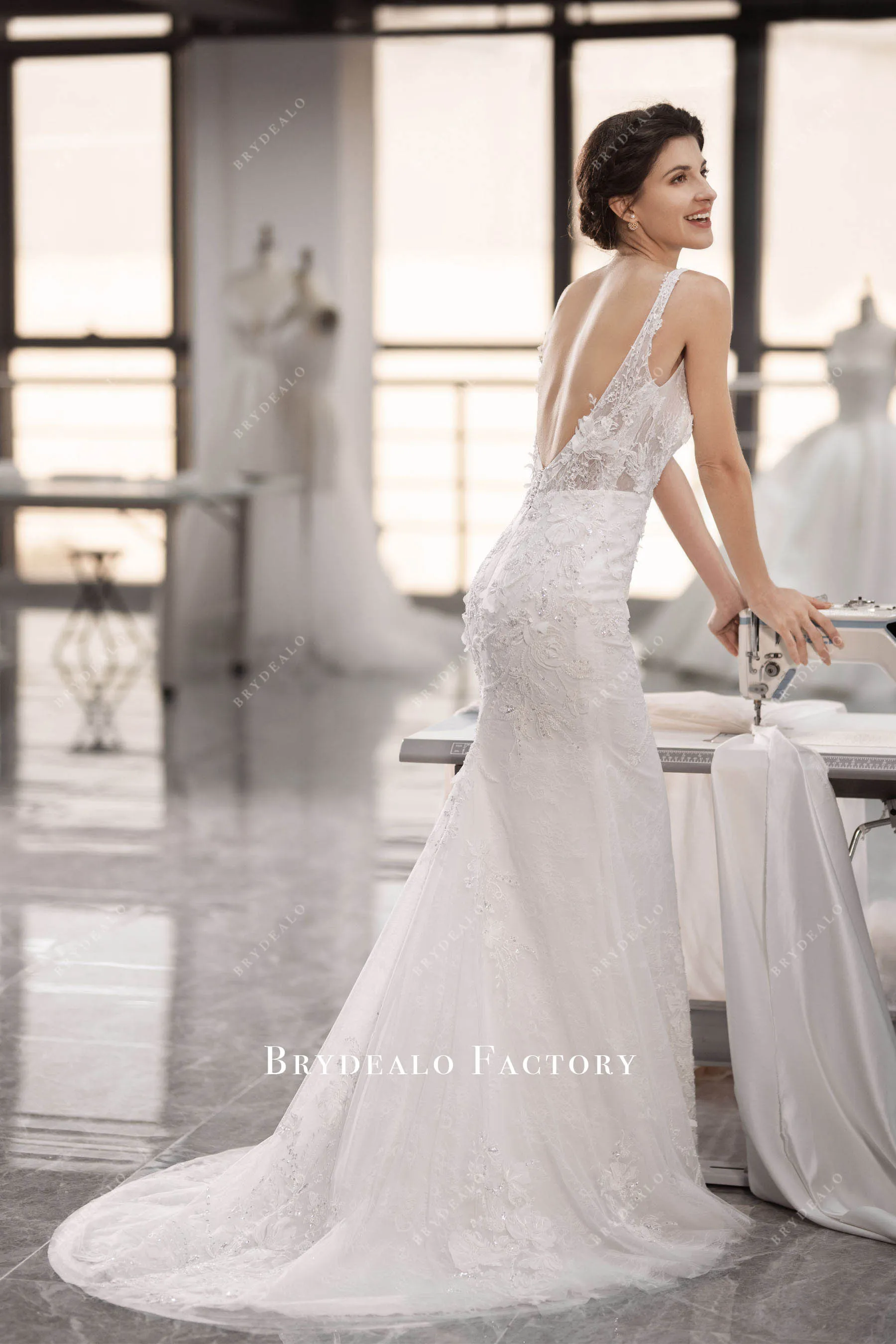 Backless Designer Wild Lace Convertible Mermaid Wedding Dress