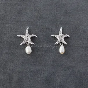 Beach Wedding Day Earrings of Crystal Starfish