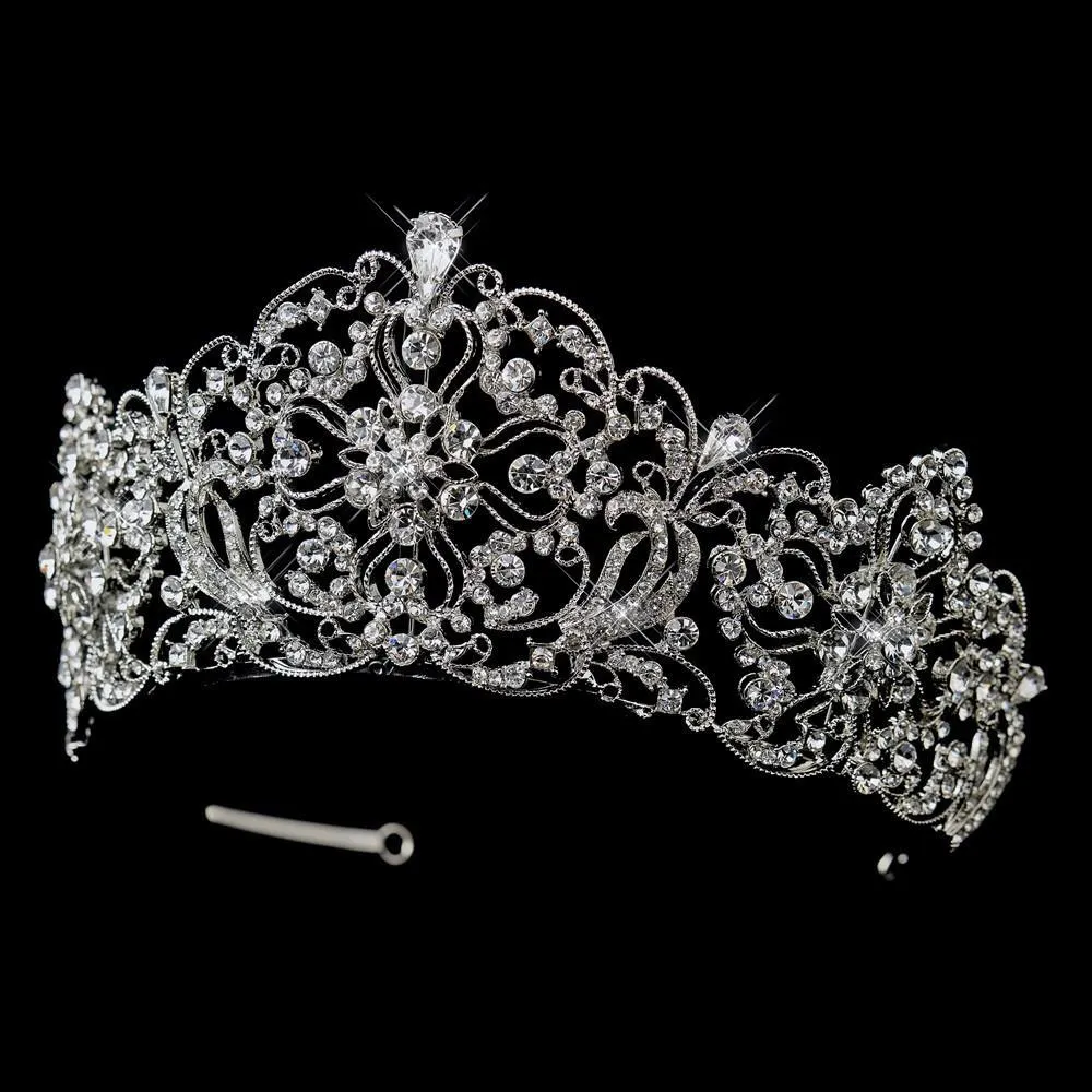 Big Antique Inspired Royal Crystal Bridal Tiara