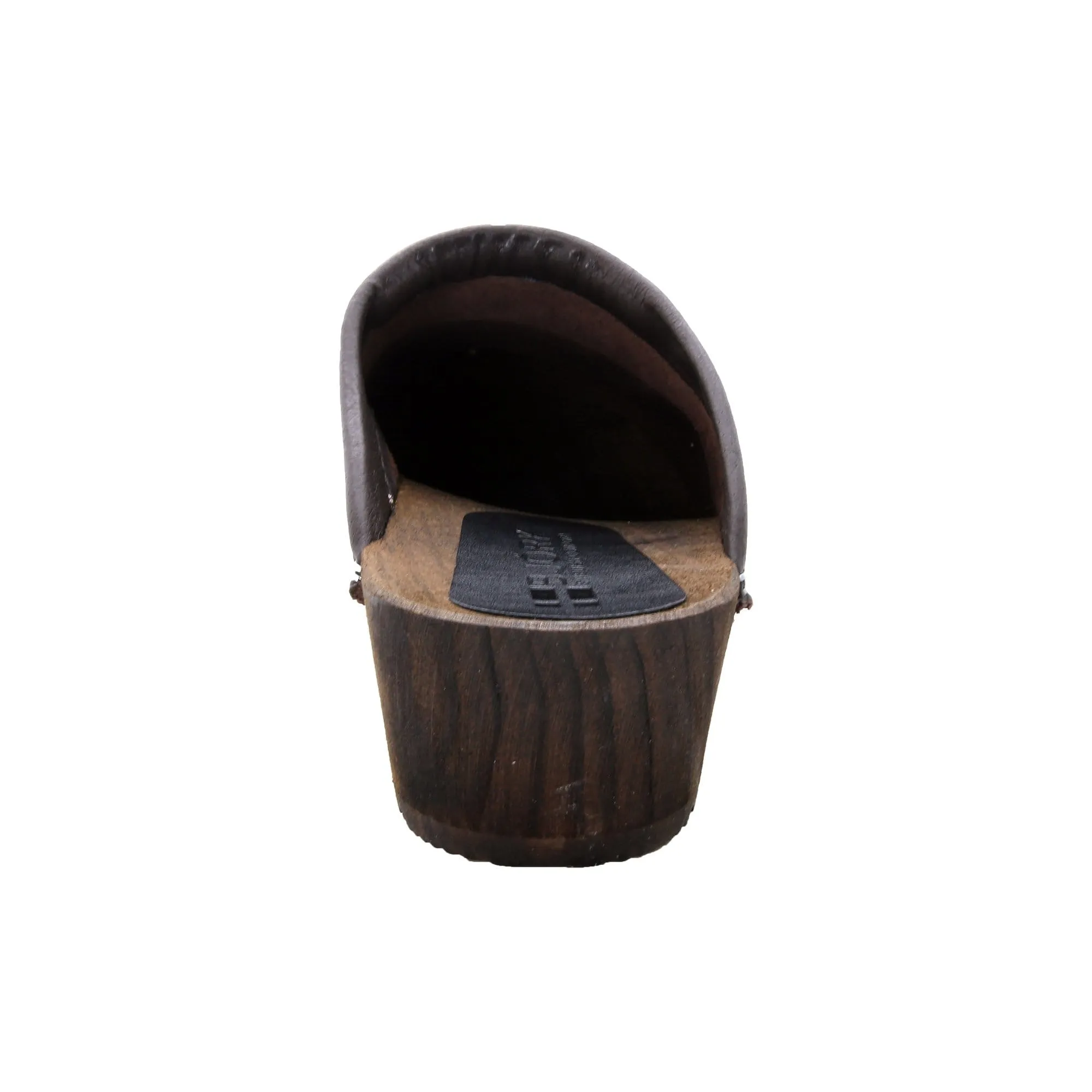 BJORK Men's Christian Wood Open Back Oiled Leather Clogs