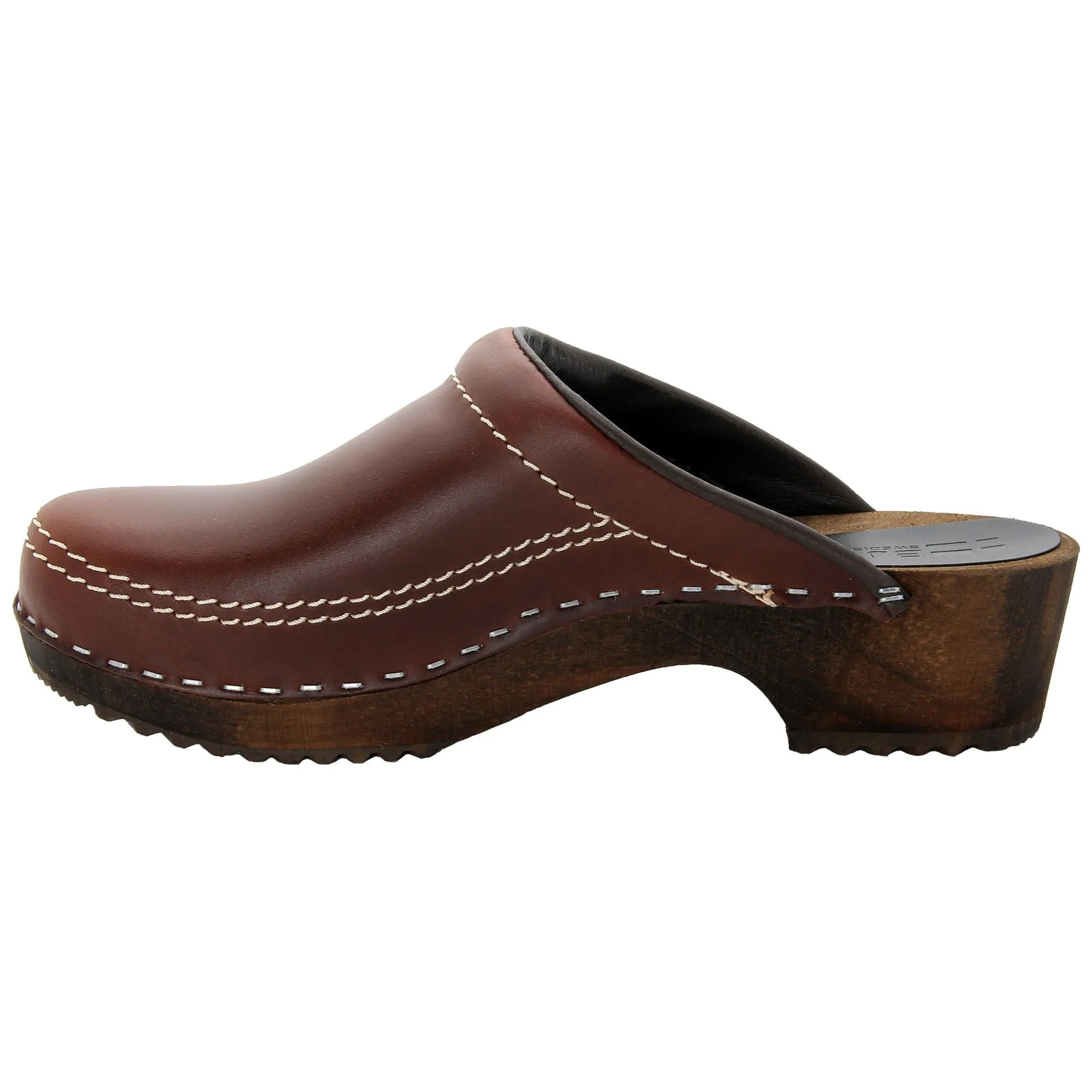 BJORK Men's Christian Wood Open Back Oiled Leather Clogs