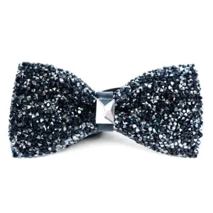 Black Sparkling Crystal Men's Bow Tie