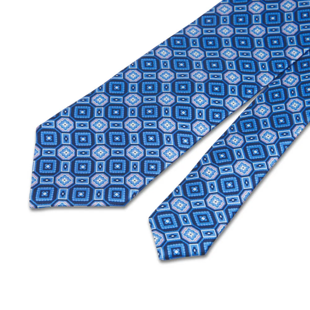 Blue Ornamental Motif Silk Tie