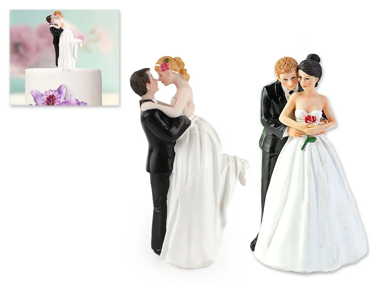 Bride and Groom Cake Topper Cake Figurine for Wedding Cake Decoration