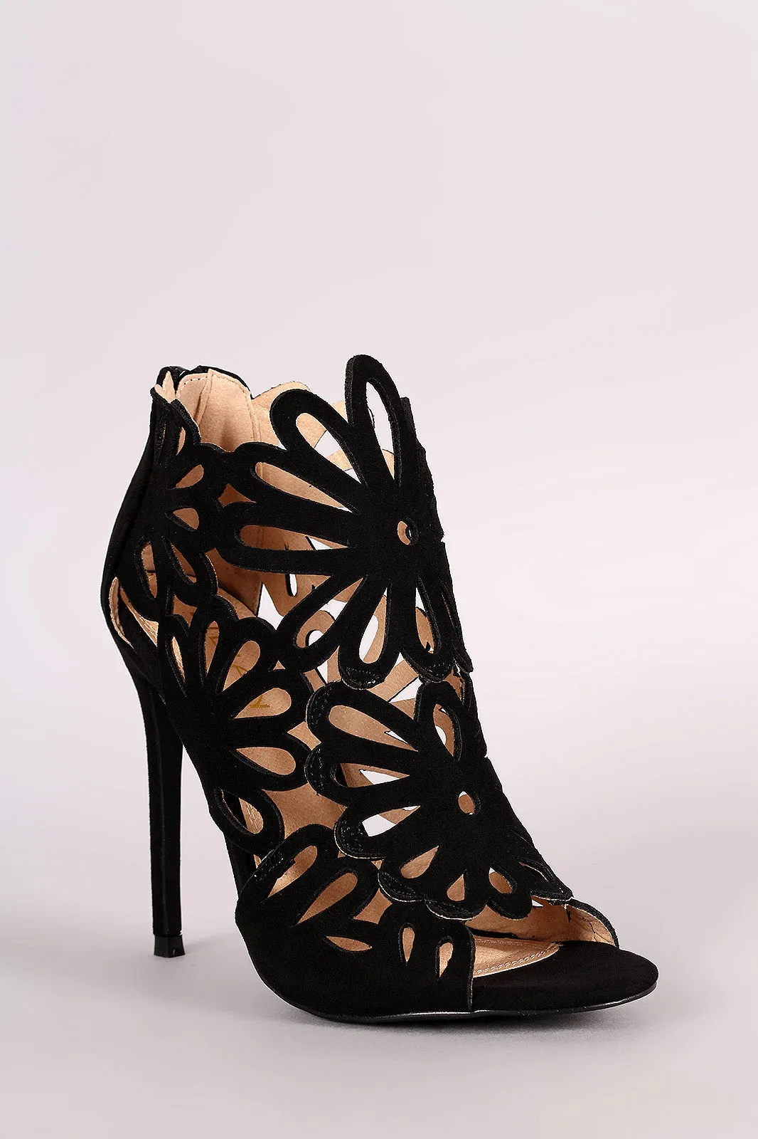 Caged Floral Lasercut Stiletto Heel