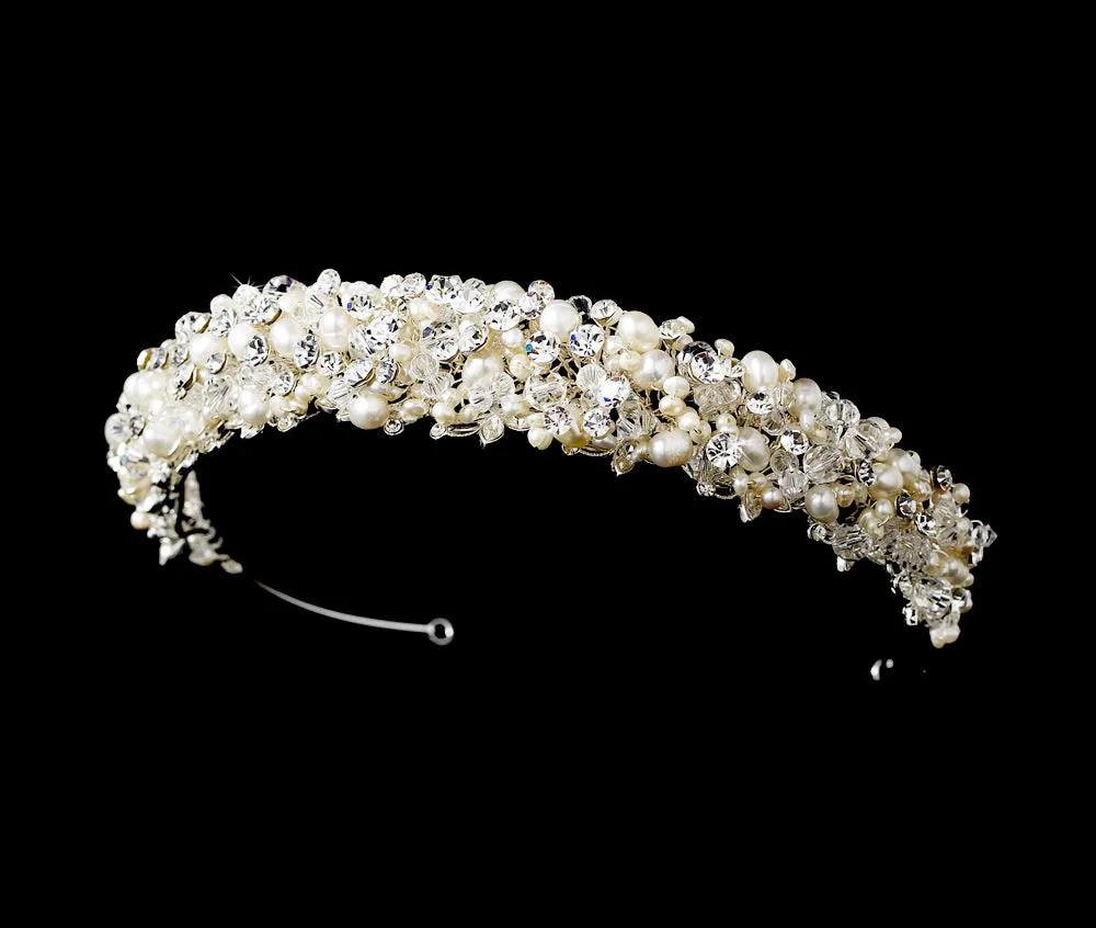 Charming Freshwater Pearl and Swarovski Crystal Tiara Headband