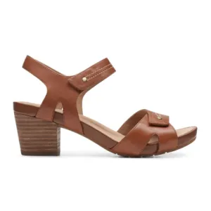 Clarks Un Palma Vibe Heeled Sandal  (Women) - Mahogany Leather