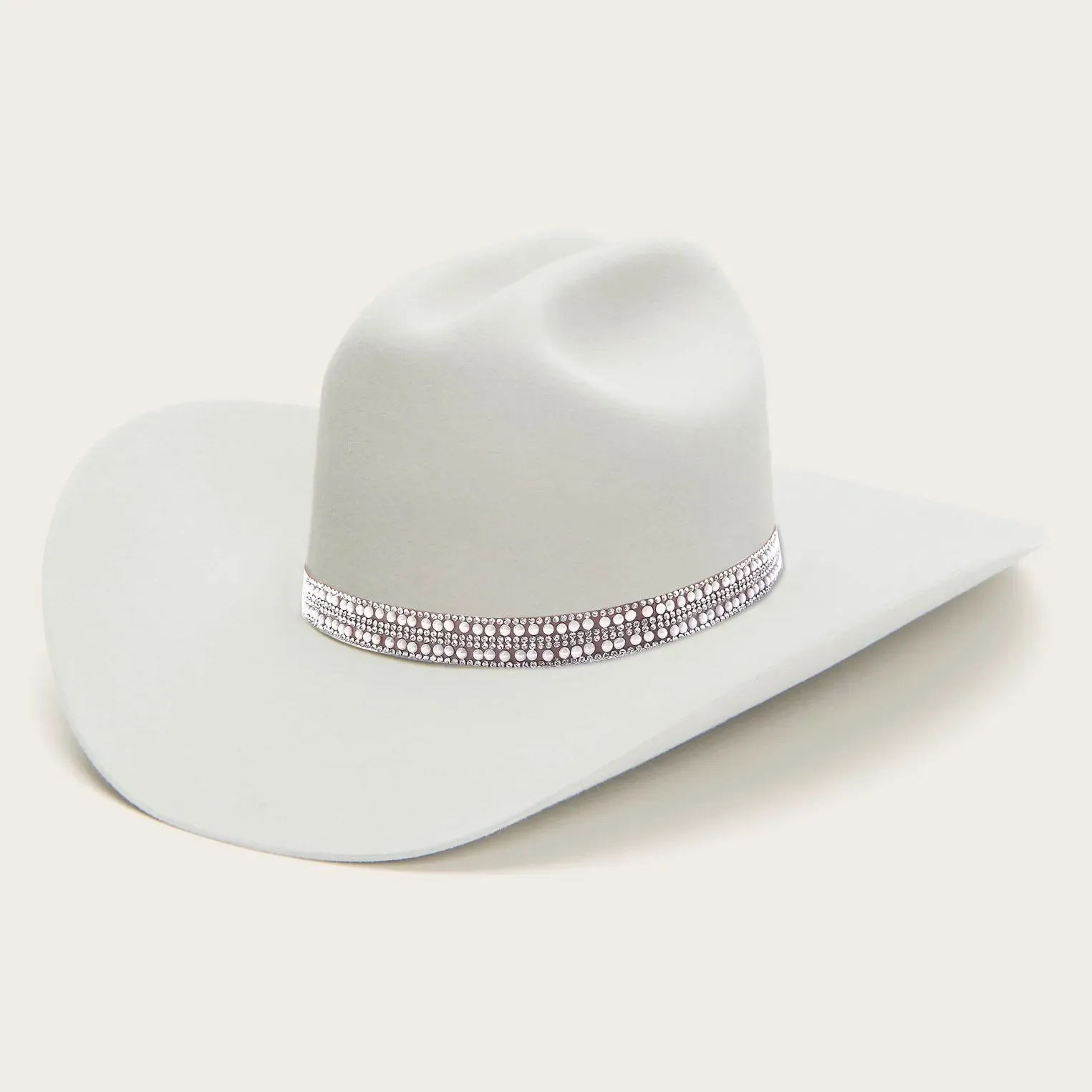 Classic Felt Cowboy Hat with Rhinestone Leather Hatband