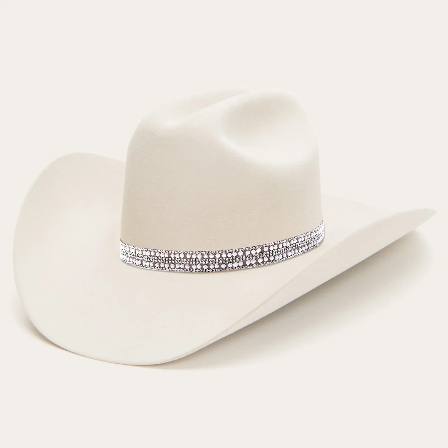 Classic Felt Cowboy Hat with Rhinestone Leather Hatband