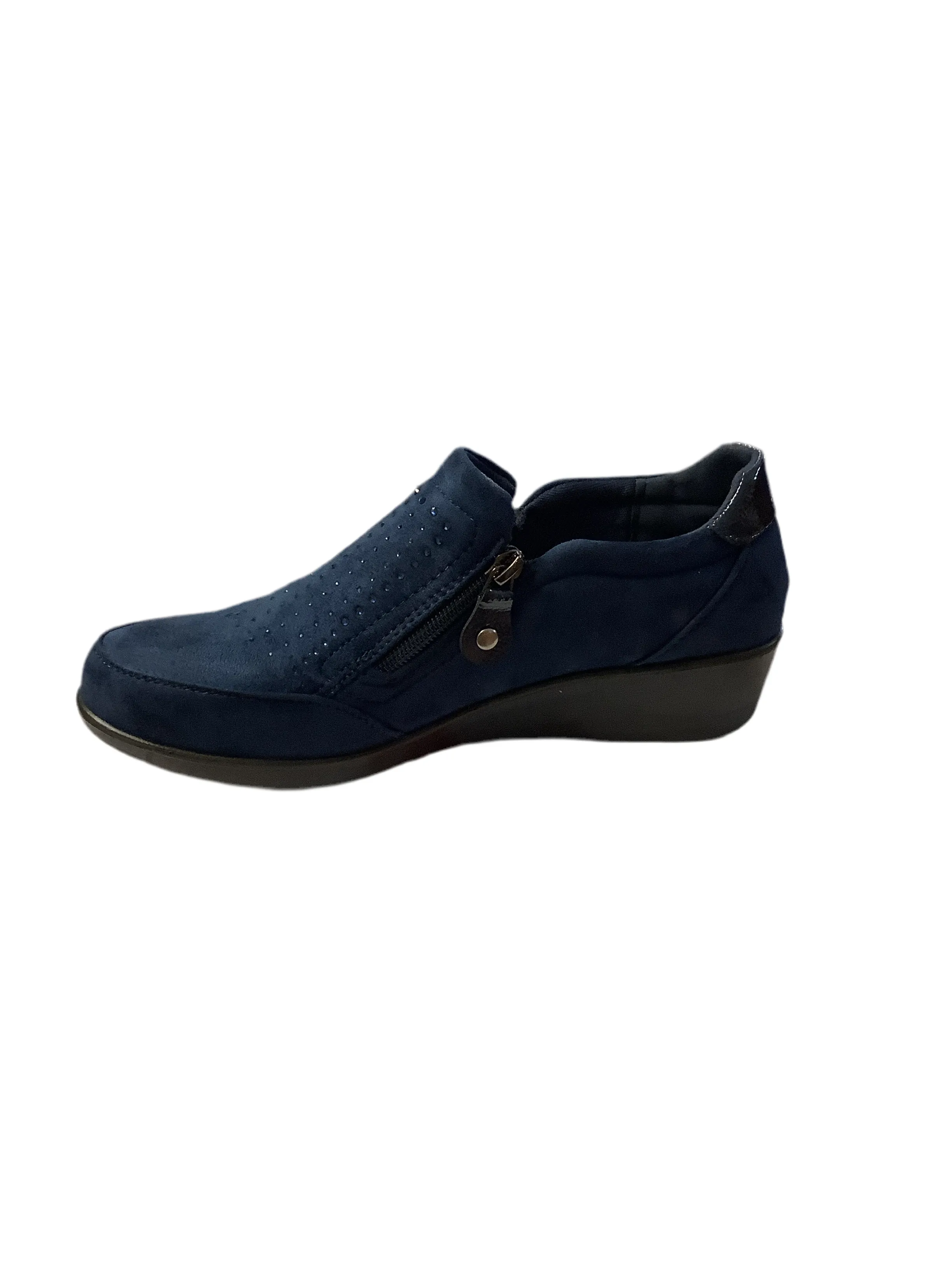 COMFORT Navy Micro Double Zip Shoe