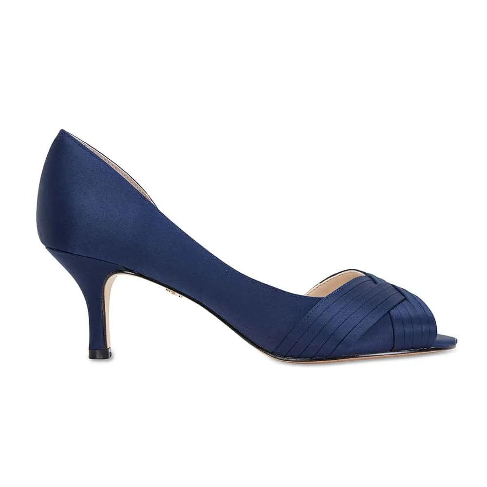 Contesa Heel in Navy Satin