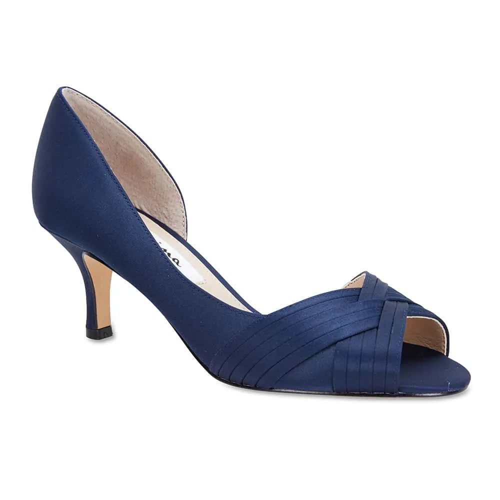 Contesa Heel in Navy Satin