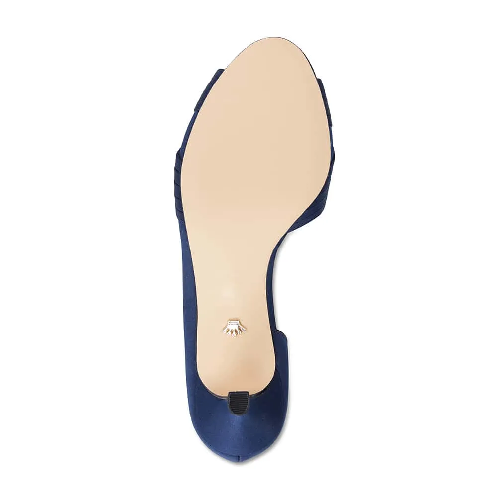 Contesa Heel in Navy Satin