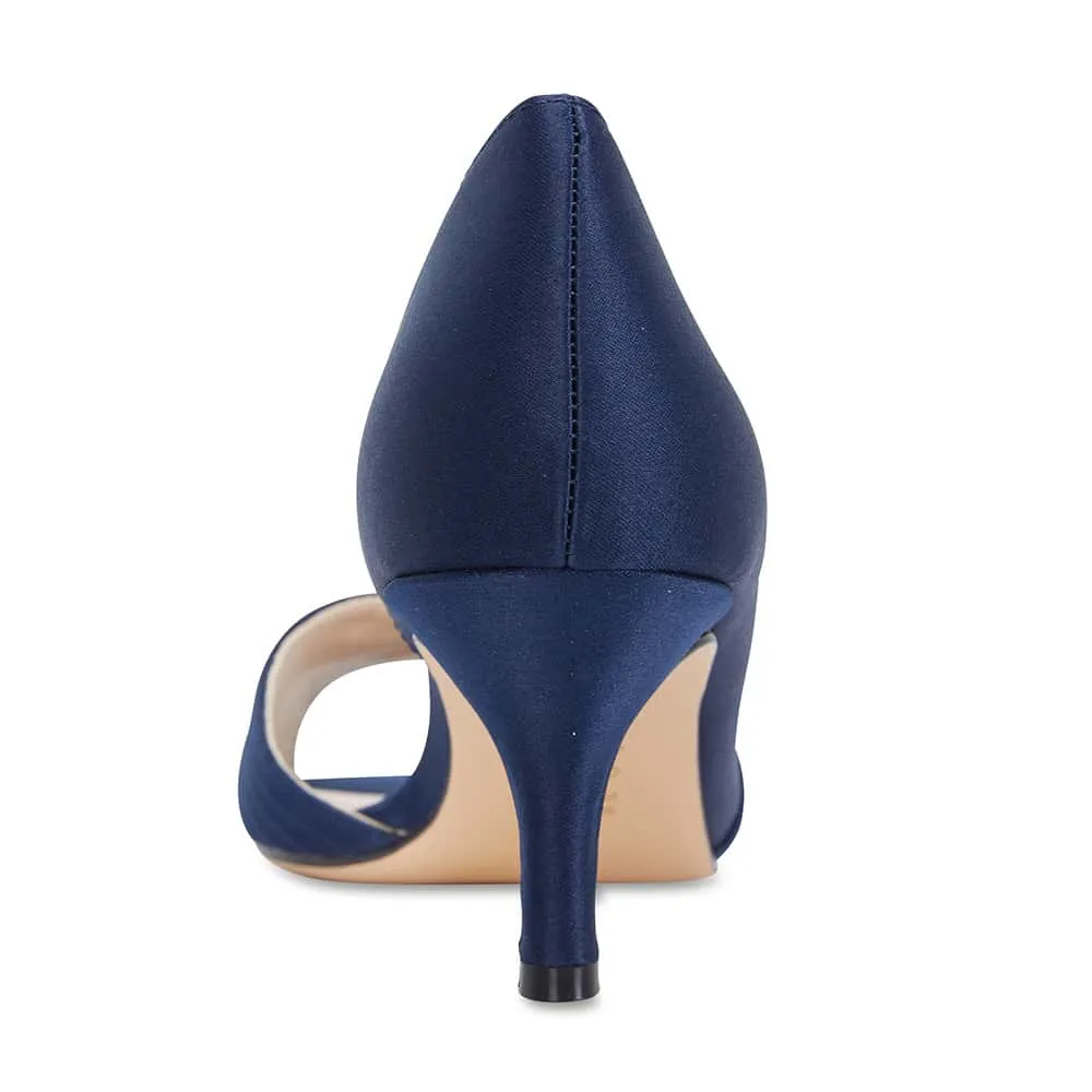 Contesa Heel in Navy Satin