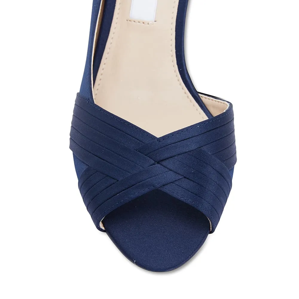 Contesa Heel in Navy Satin