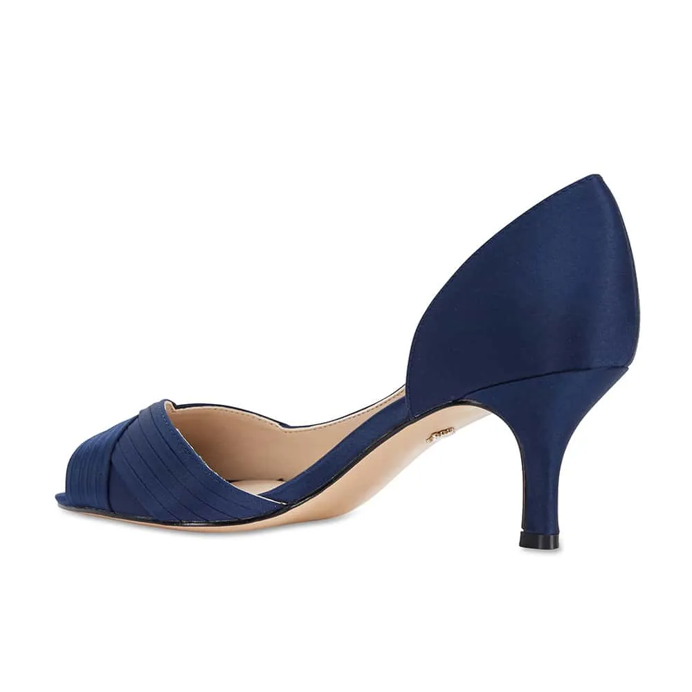 Contesa Heel in Navy Satin