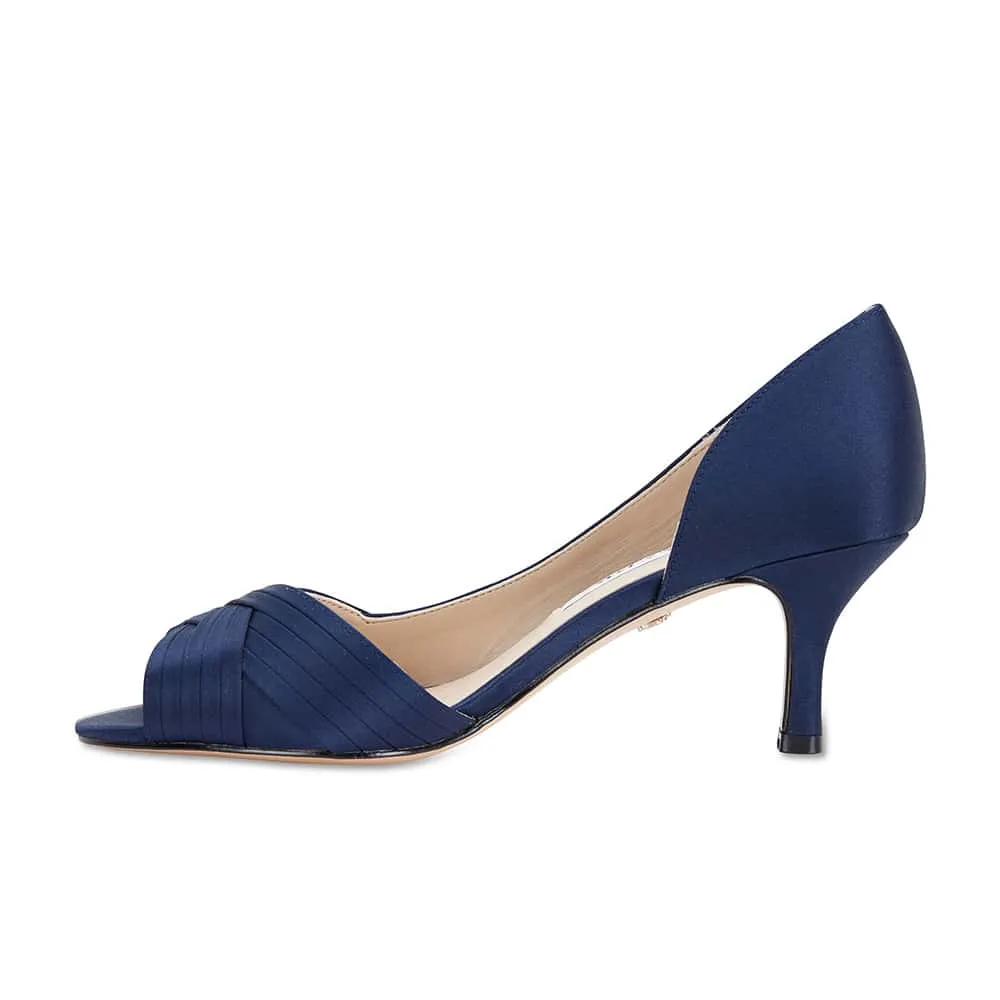 Contesa Heel in Navy Satin