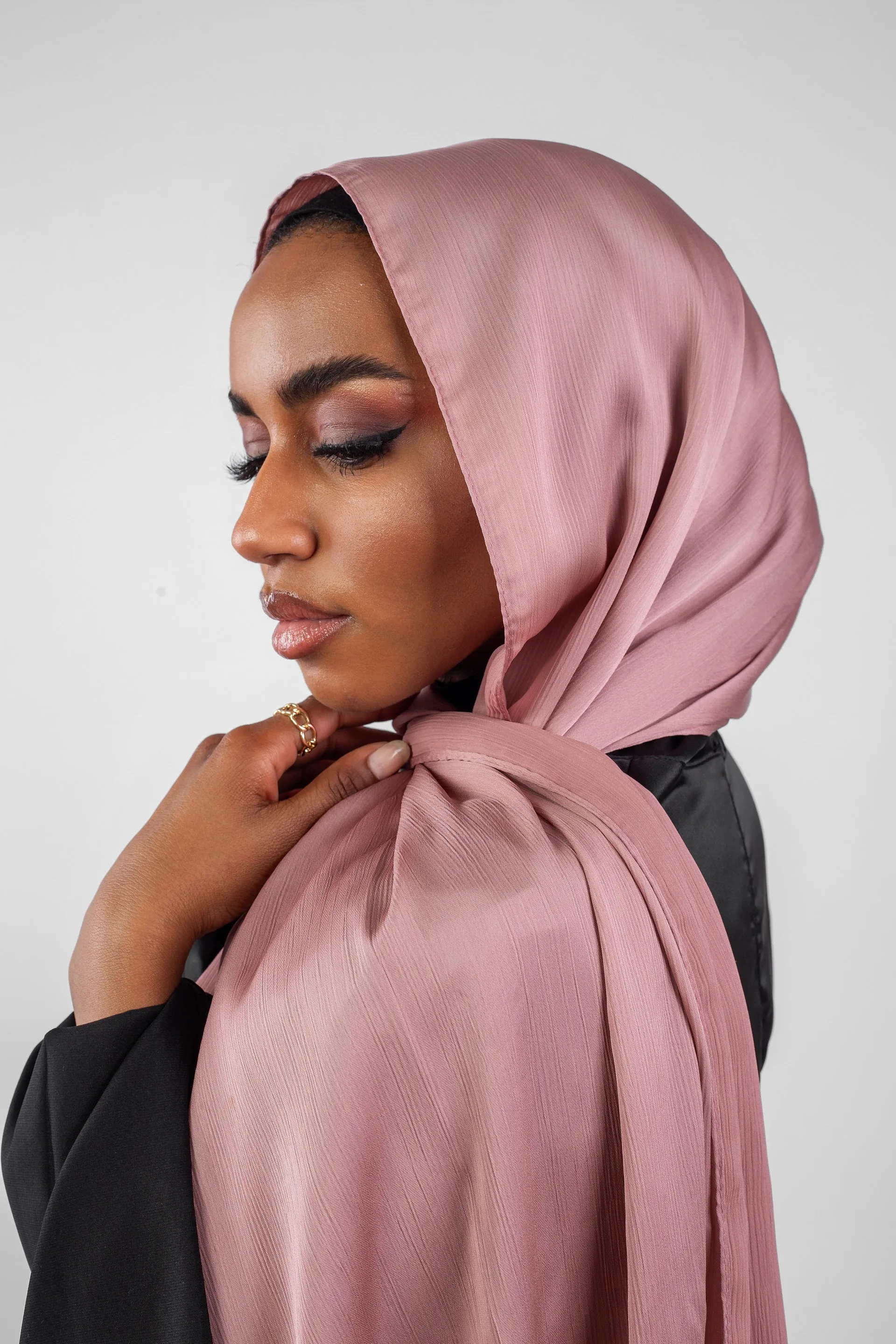 Crinkle Silk Satin Hijab-Blush Pink