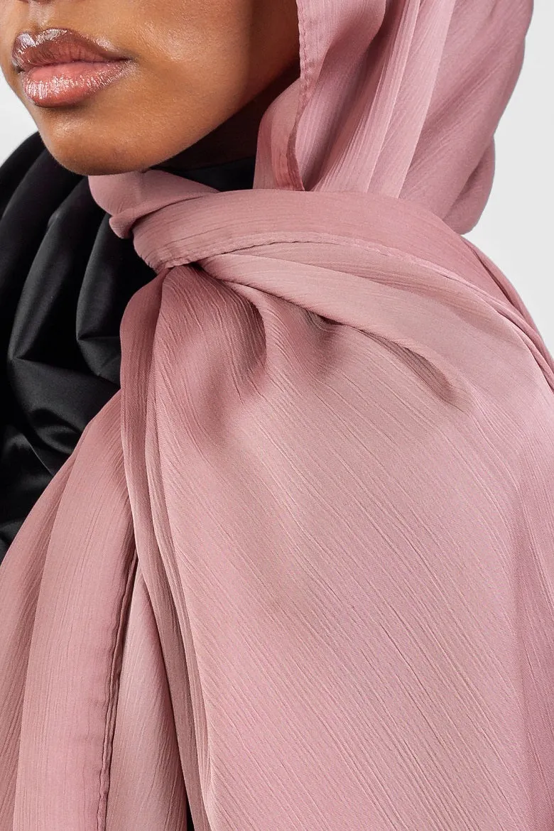 Crinkle Silk Satin Hijab-Blush Pink