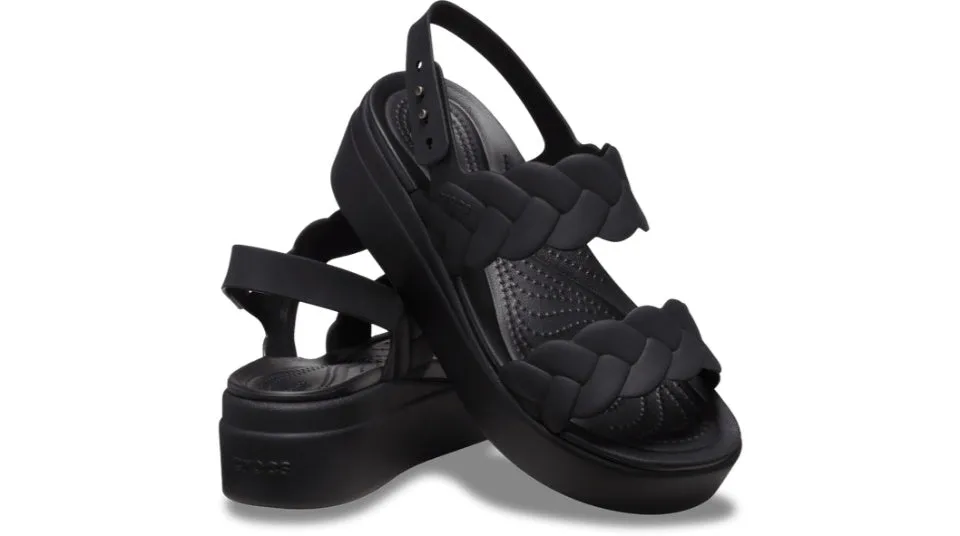 Crocs Brooklyn Woven Upper Low Wedge Black