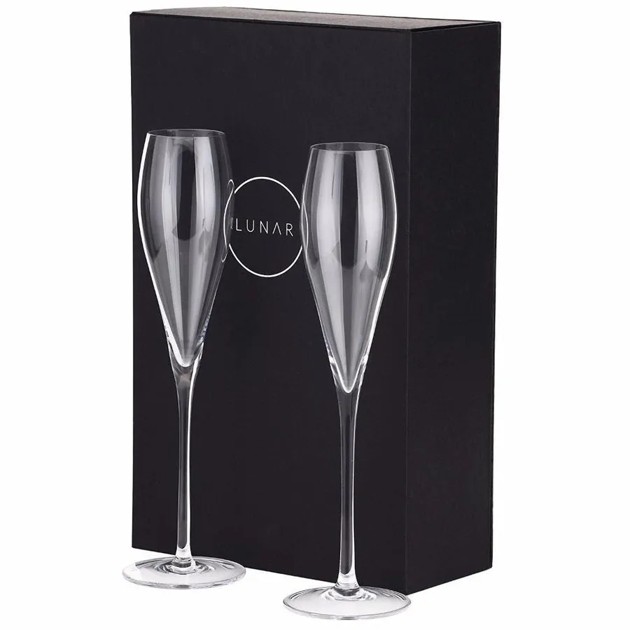 Crystal Champagne Flutes, Set of 2, Gift Boxed