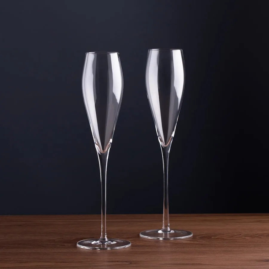 Crystal Champagne Flutes, Set of 2, Gift Boxed