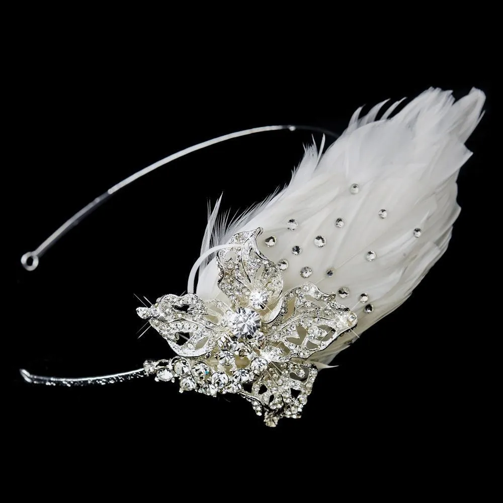 Crystal Feather Side Accented Wedding Headpiece