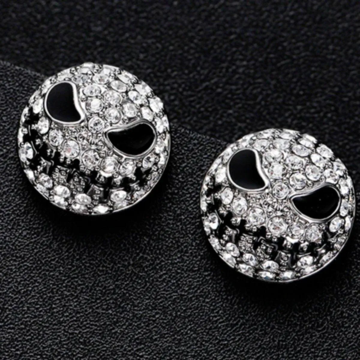 Crystal Skull Stud Earrings, Silver Color, 0.5 In