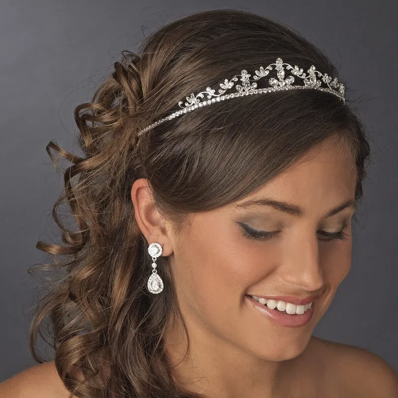 Dainty Silver Crystal Wedding Tiara Headpiece