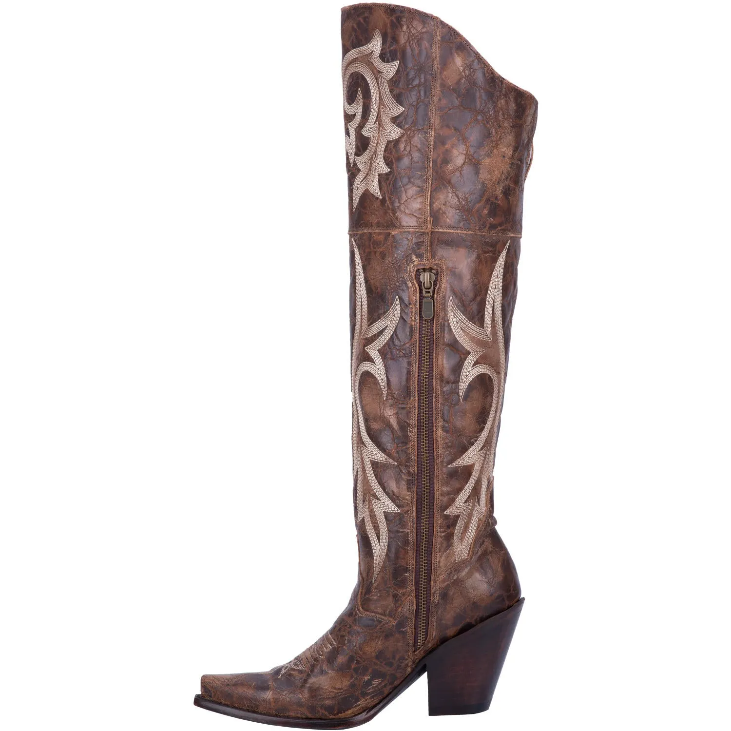 Dan Post 20" Brown Jilted Western Fashion Snip Toe Boots for Women