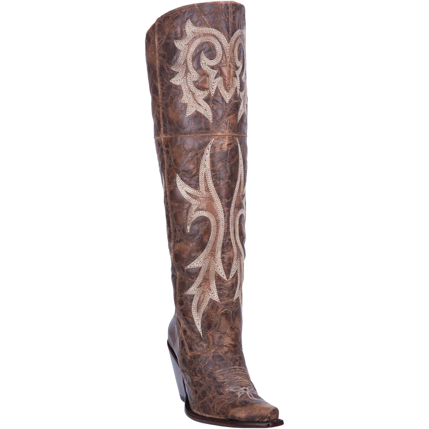 Dan Post 20" Brown Jilted Western Fashion Snip Toe Boots for Women