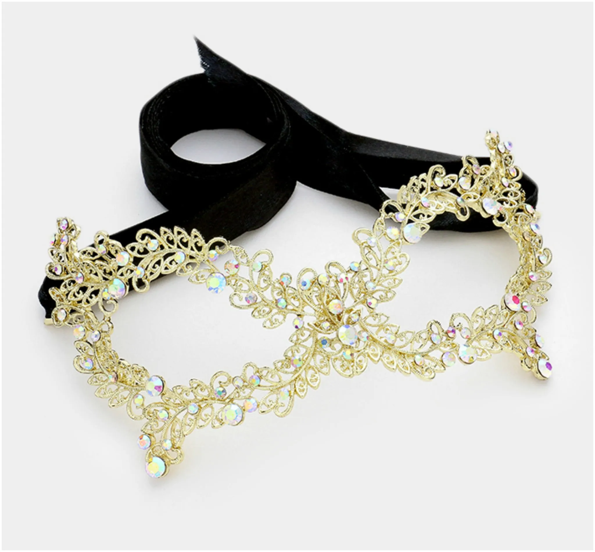 Daniel Filigree Vine Masquerade Mask | Crystal | Gold