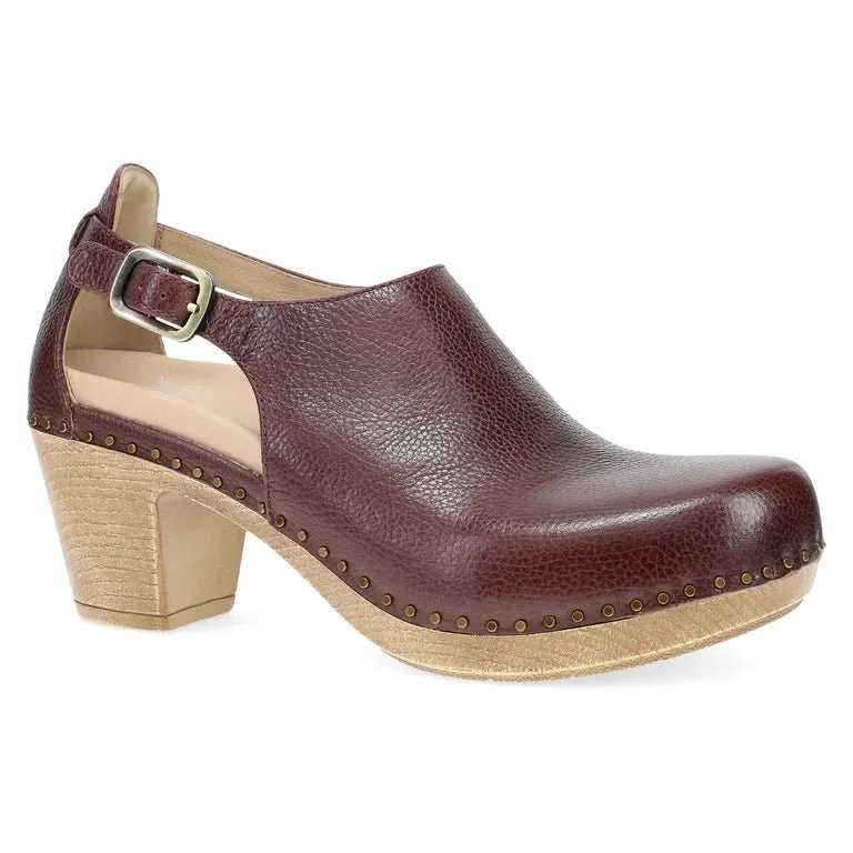 Dansko Womens Sassy Slip-On Clogs in Rich Cordovan Leather