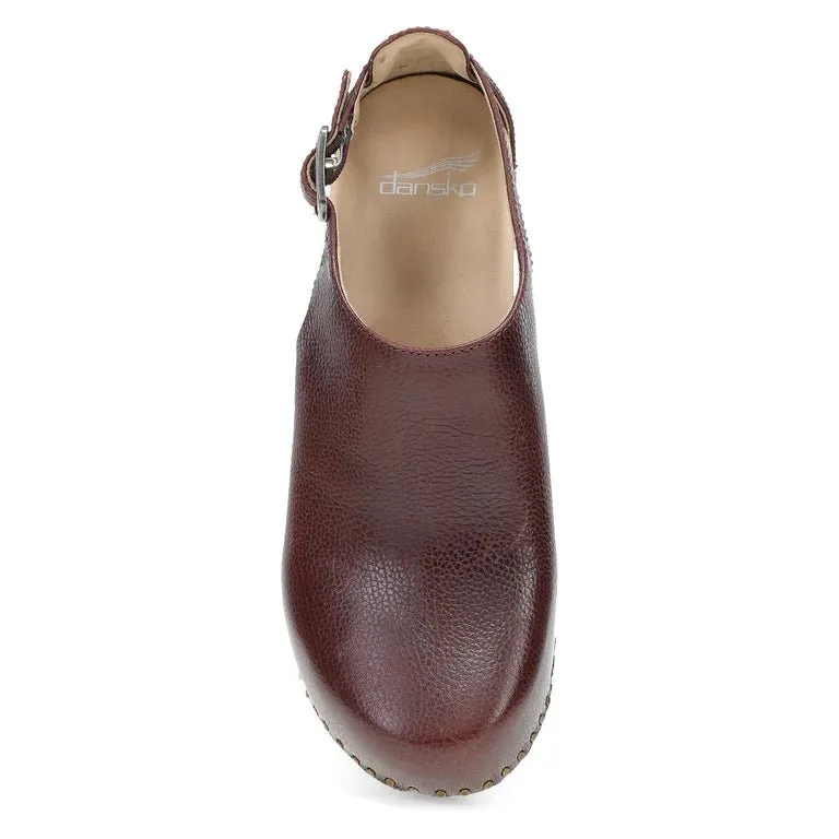 Dansko Womens Sassy Slip-On Clogs in Rich Cordovan Leather